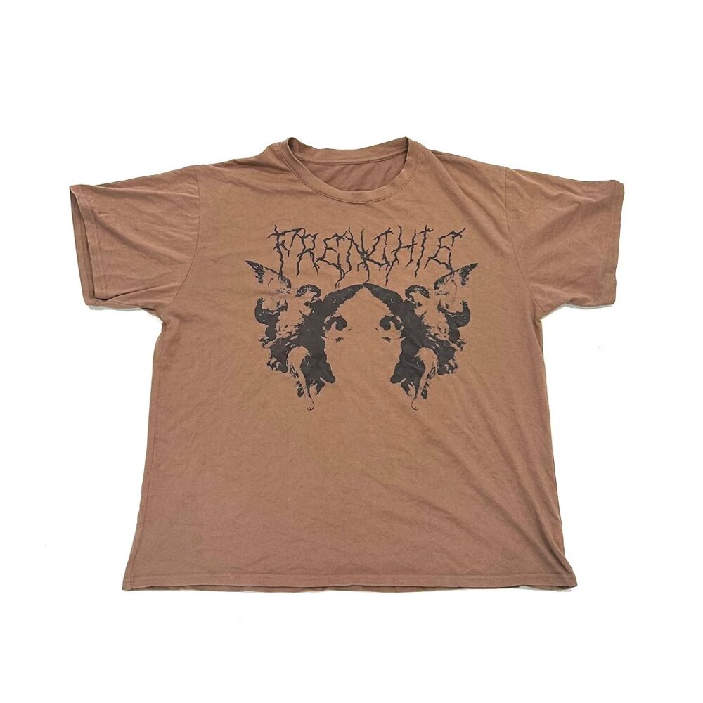 brown graphic tee w/ grunge design on each side